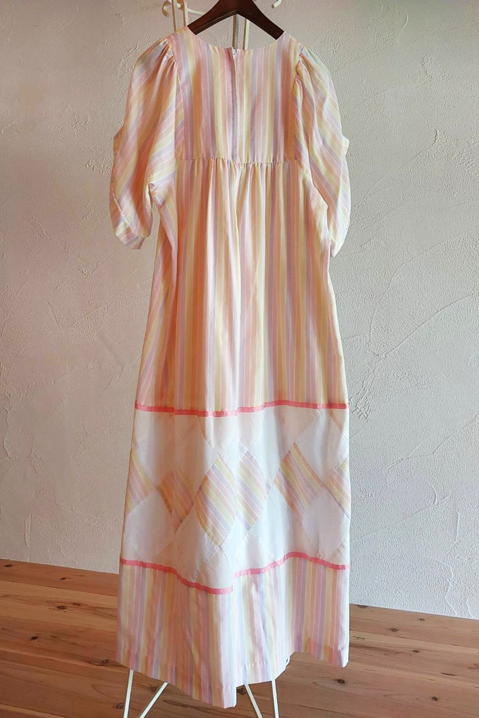 70s Pastel Striped Cotton Dress