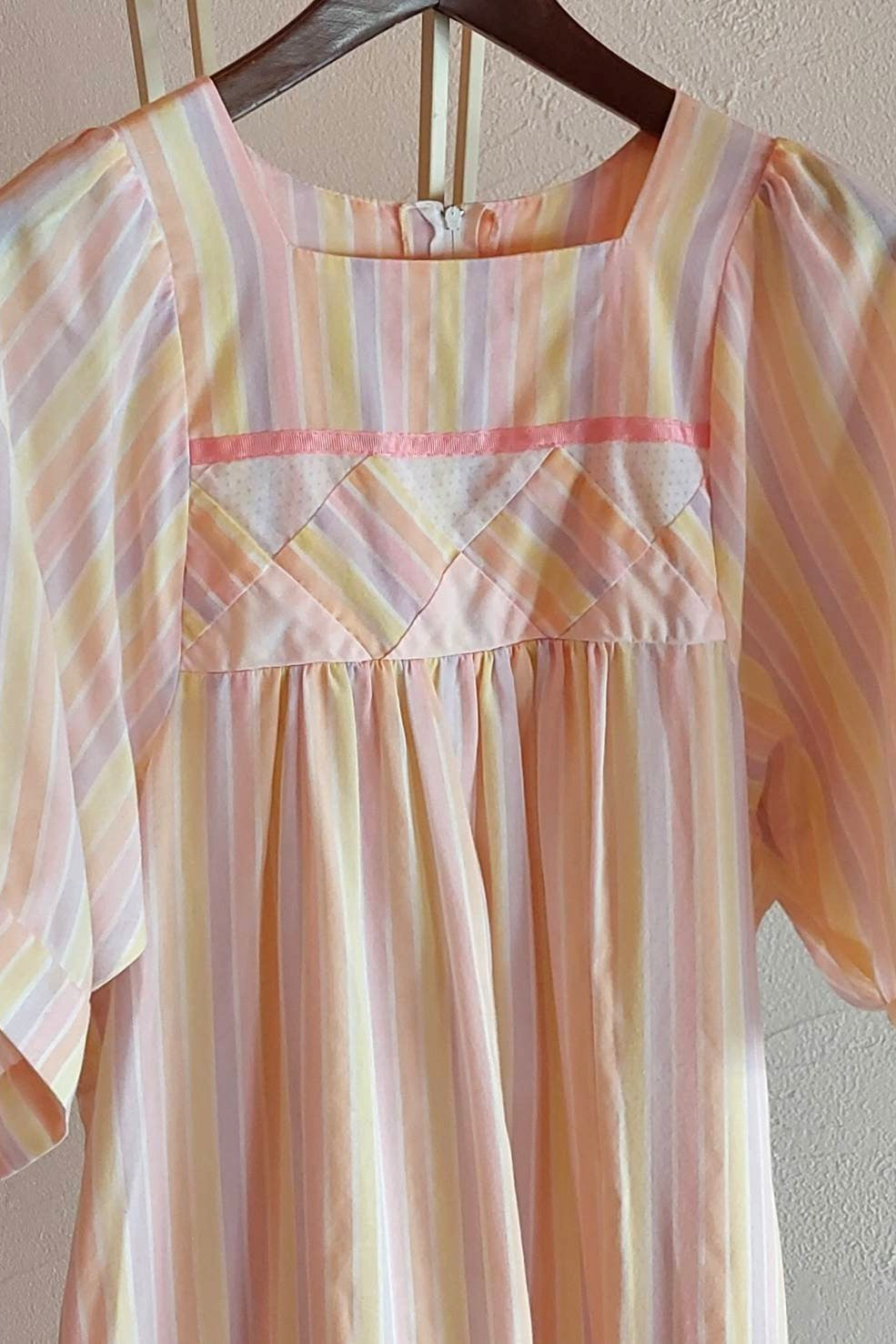 70s Pastel Striped Cotton Dress