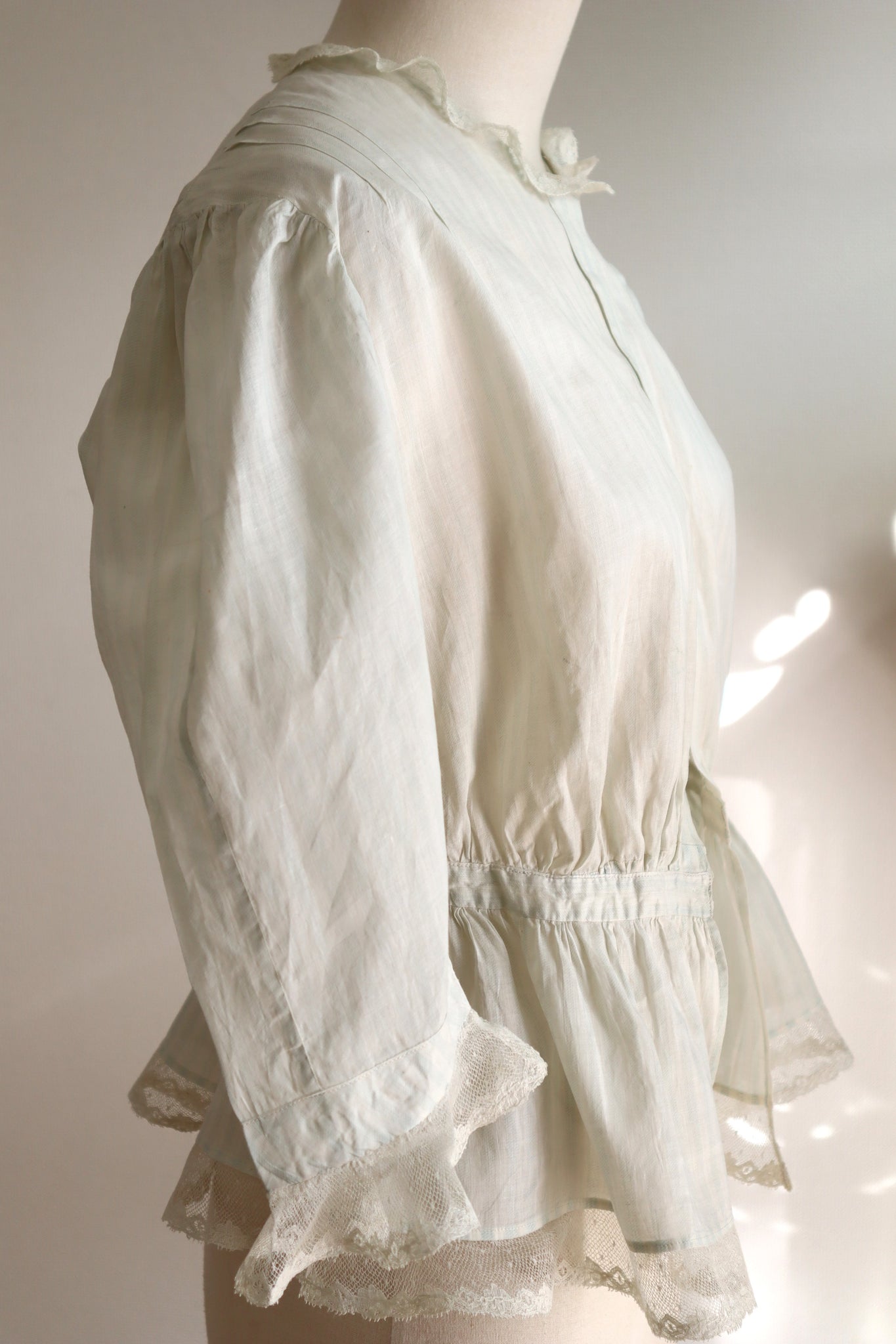 1910s Cotton Striped Lace Blouse