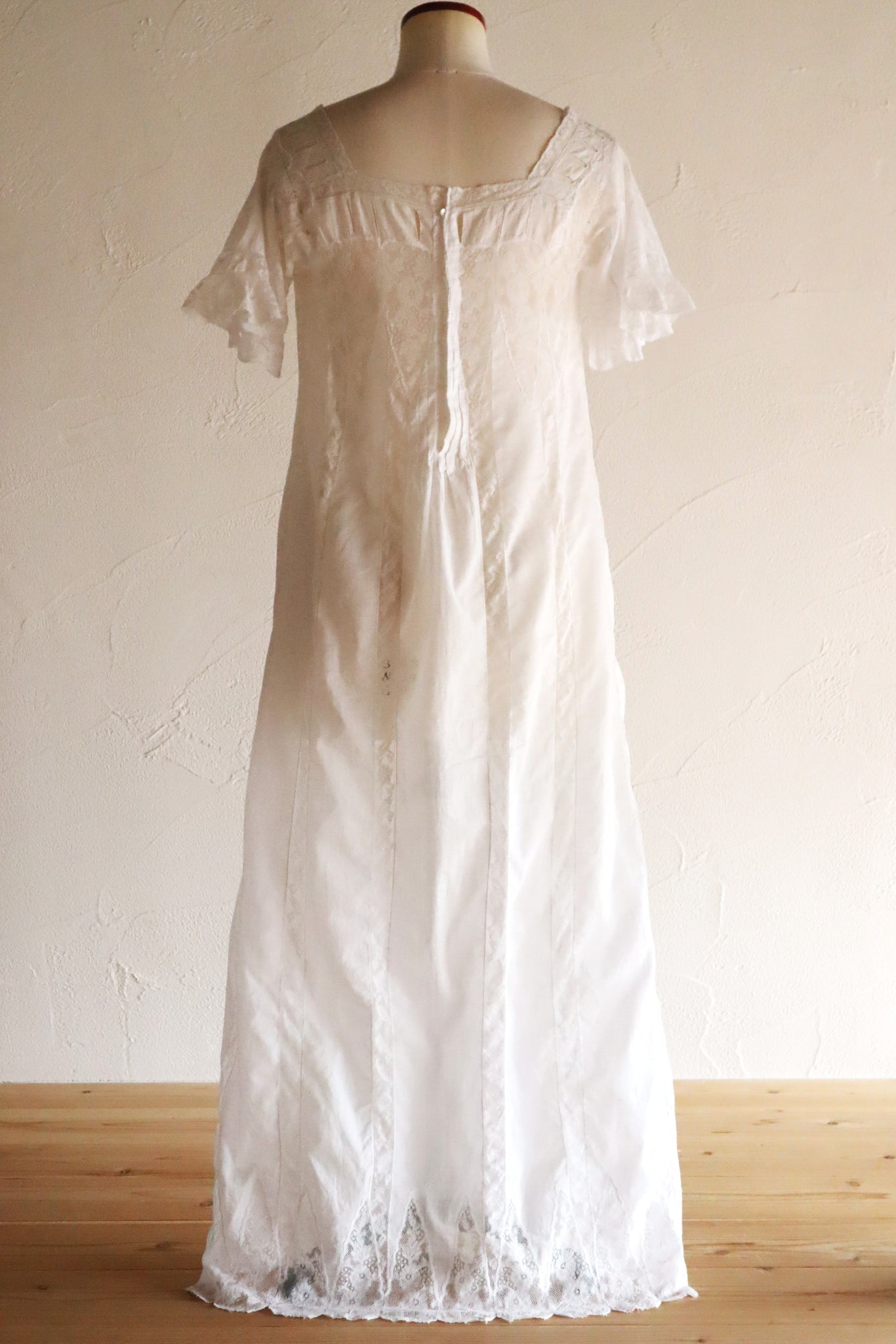1900s French Valenciennes Lace Cotton Dress