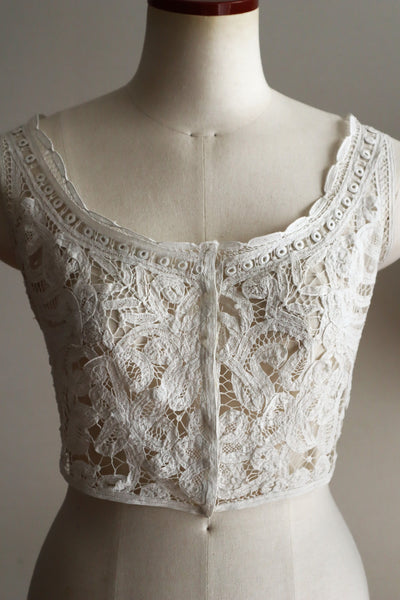 1900s French Batten Lace Corset Cover