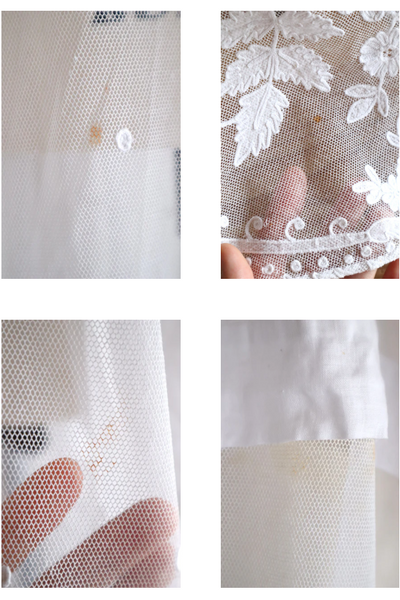1900s French Linen Church Smock with Carrickmacross Style Lace