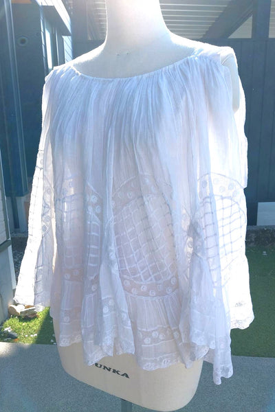 1910s French Antique Whitework Skirt Hem Reworked Top
