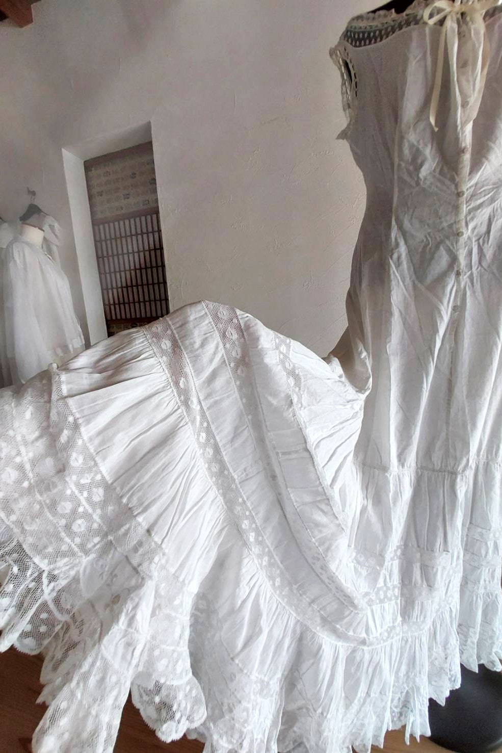 1910s French Valenciennes Lace Cotton Dress