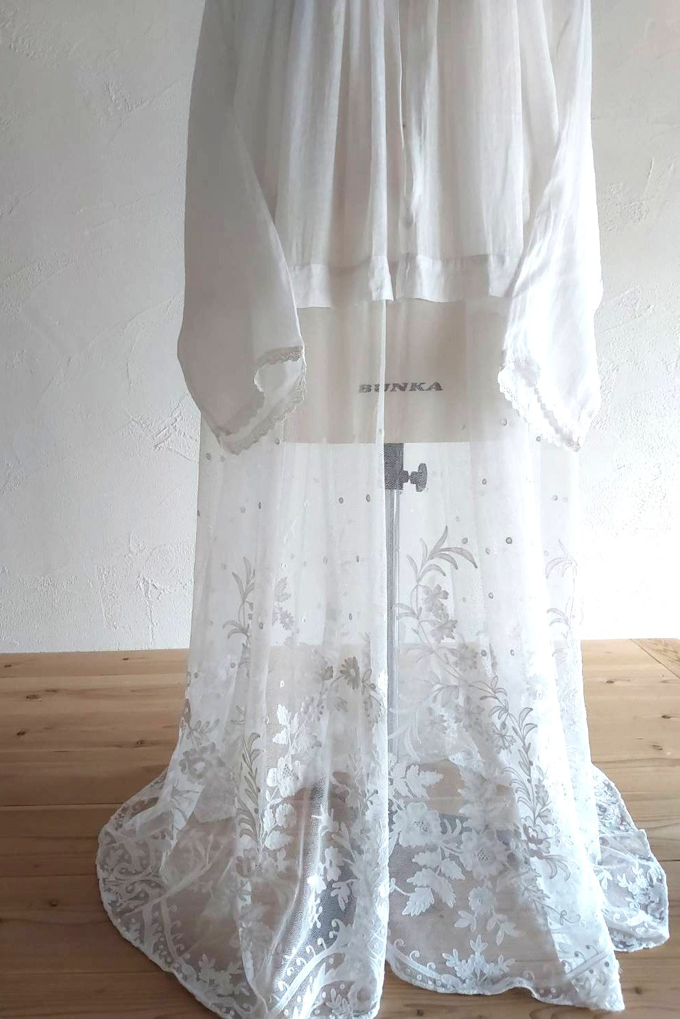 1900s French Linen Church Smock with Carrickmacross Style Lace