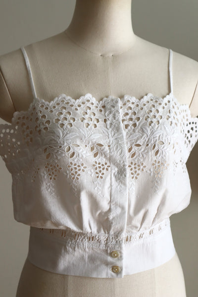 Handcrafted French Antique Petticoat Corset Cover Size M