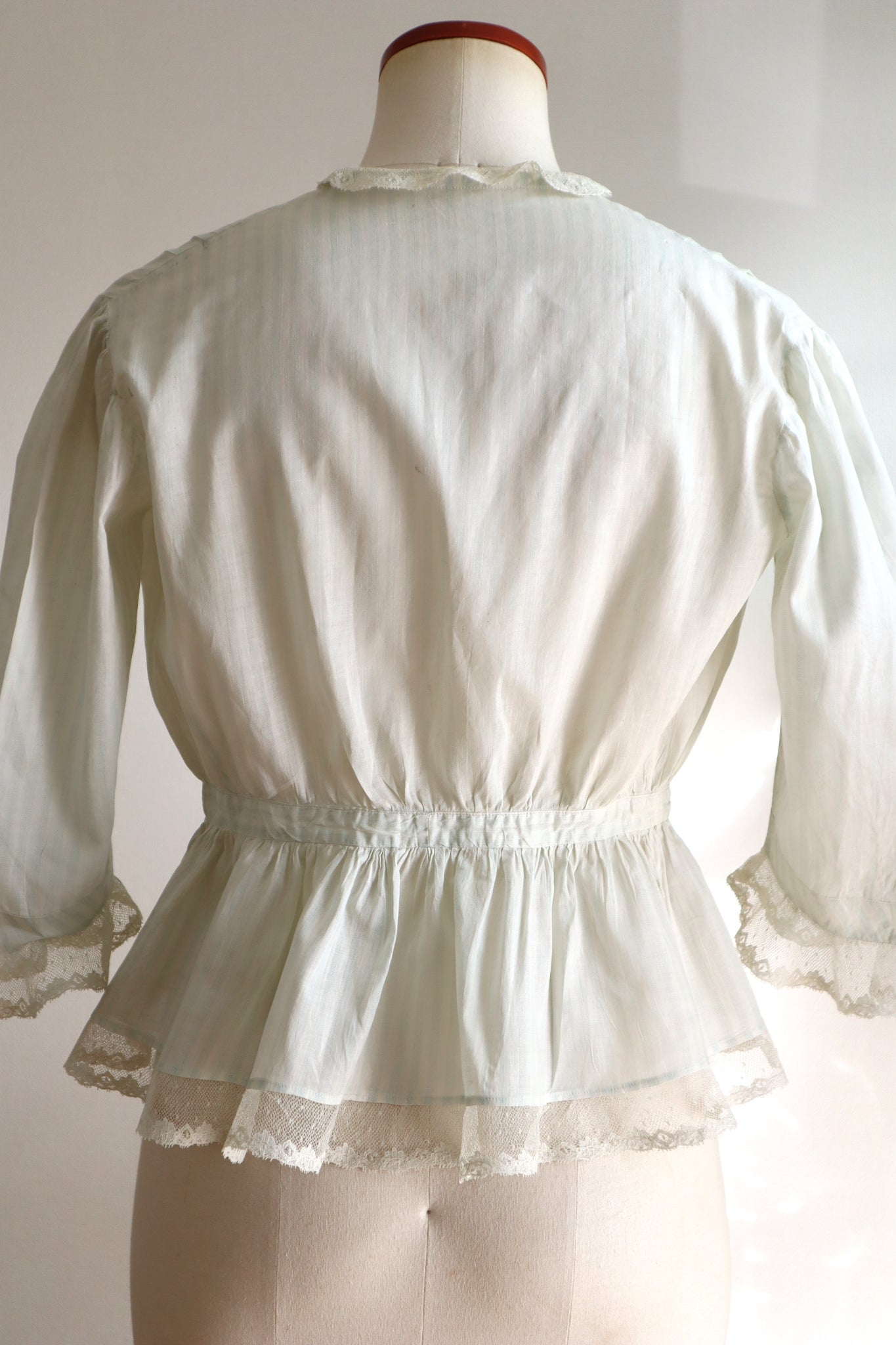 1910s Cotton Striped Lace Blouse