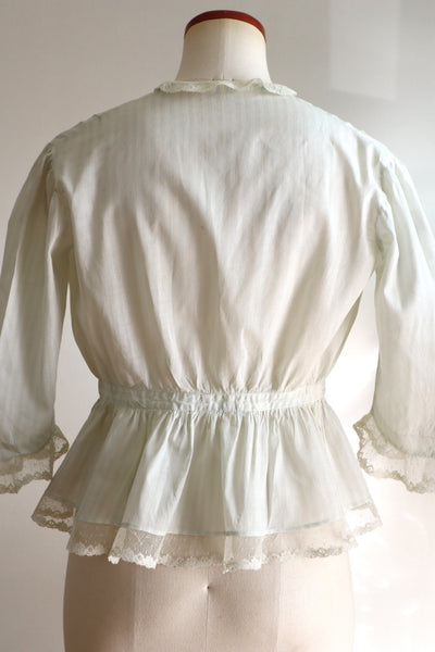 1910s Cotton Striped Lace Blouse