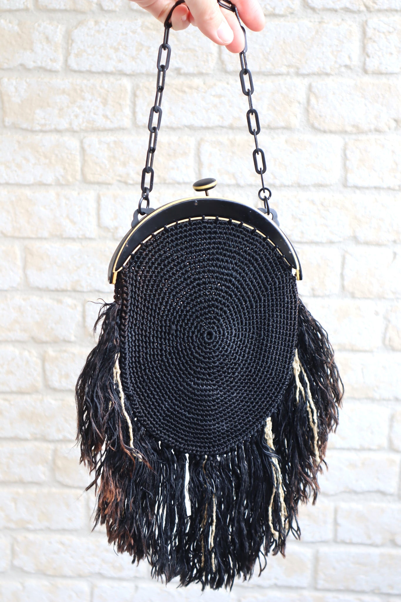 1920s Bakelite Crochet Fringe Purse