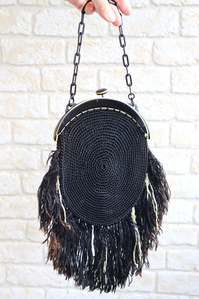 1920s Bakelite Crochet Fringe Purse
