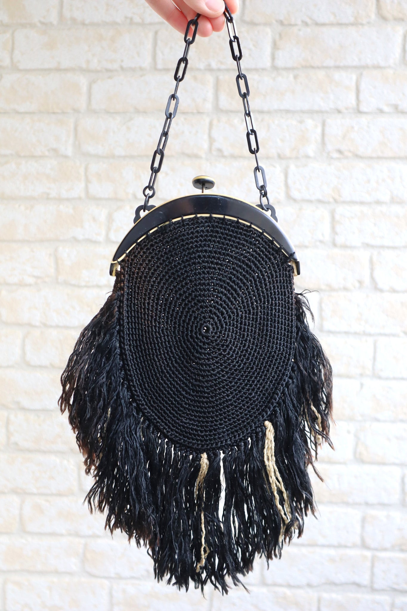 1920s Bakelite Crochet Fringe Purse