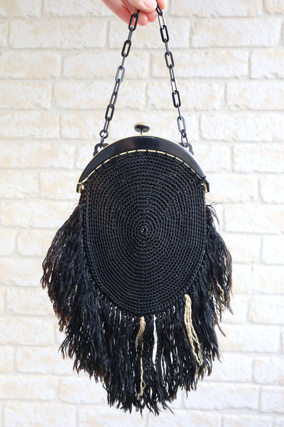 1920s Bakelite Crochet Fringe Purse