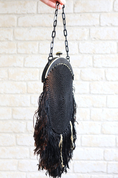 1920s Bakelite Crochet Fringe Purse