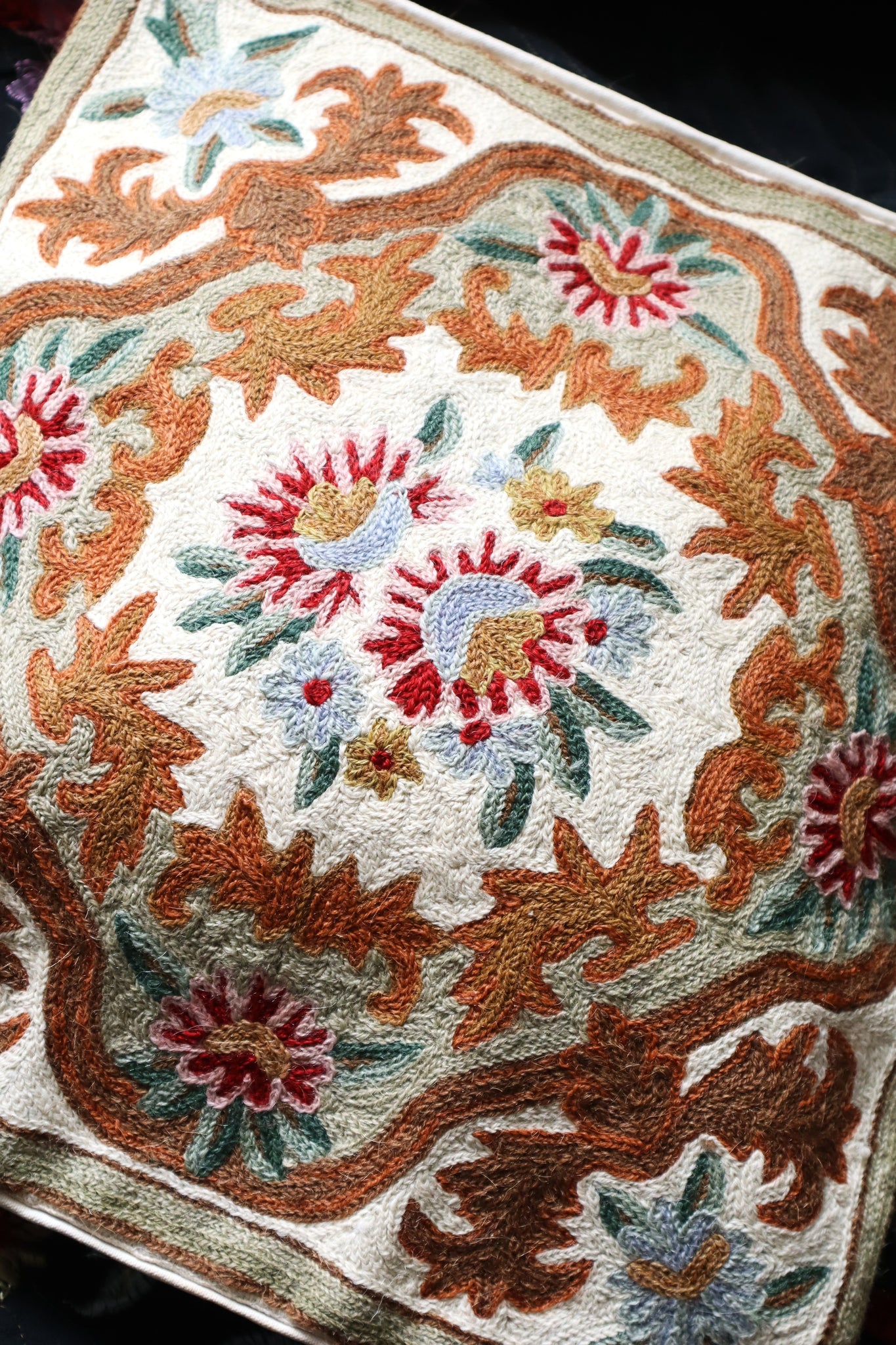 1930s Hand Embroidered Cushion Cover