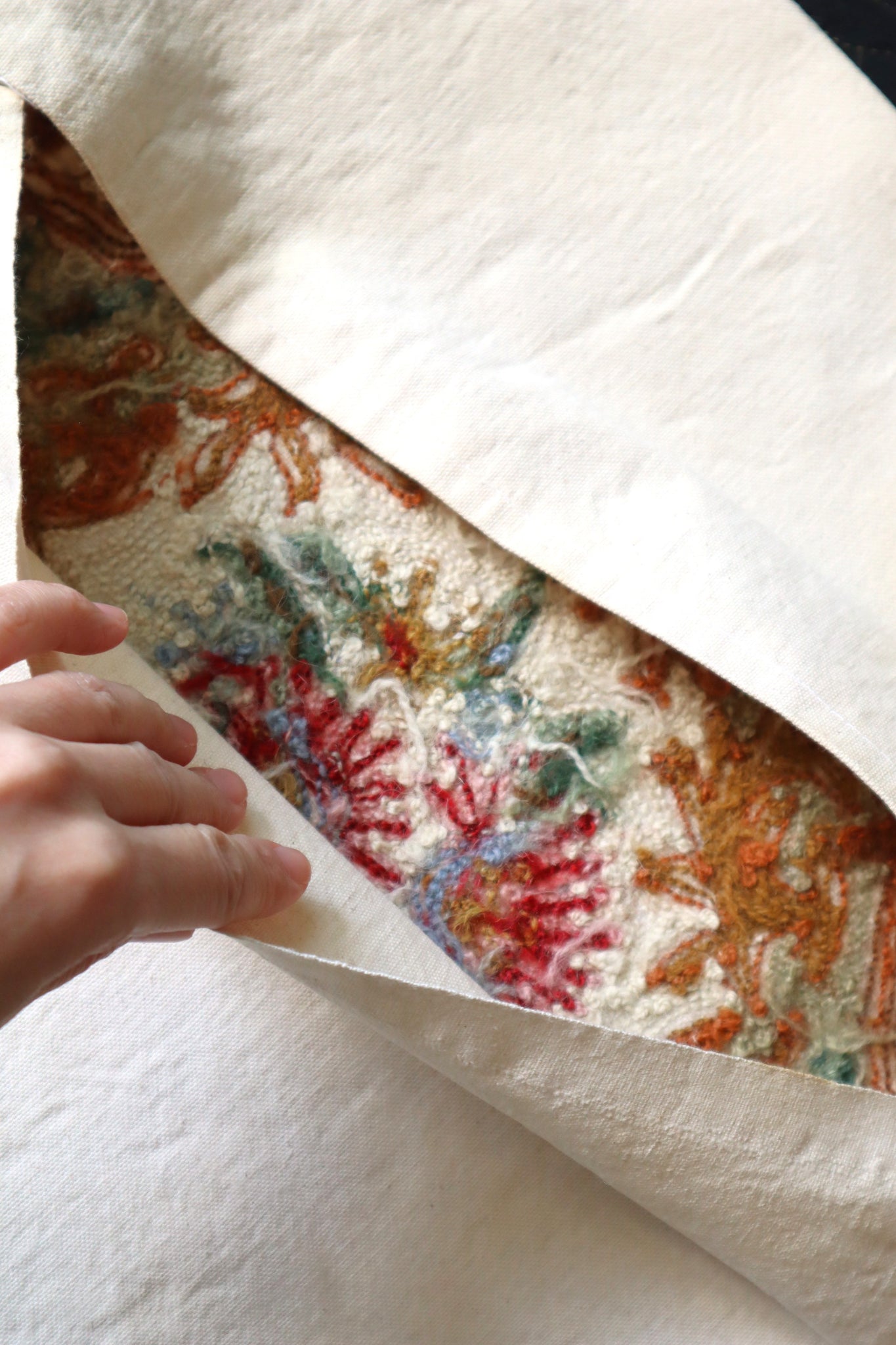 1930s Hand Embroidered Cushion Cover