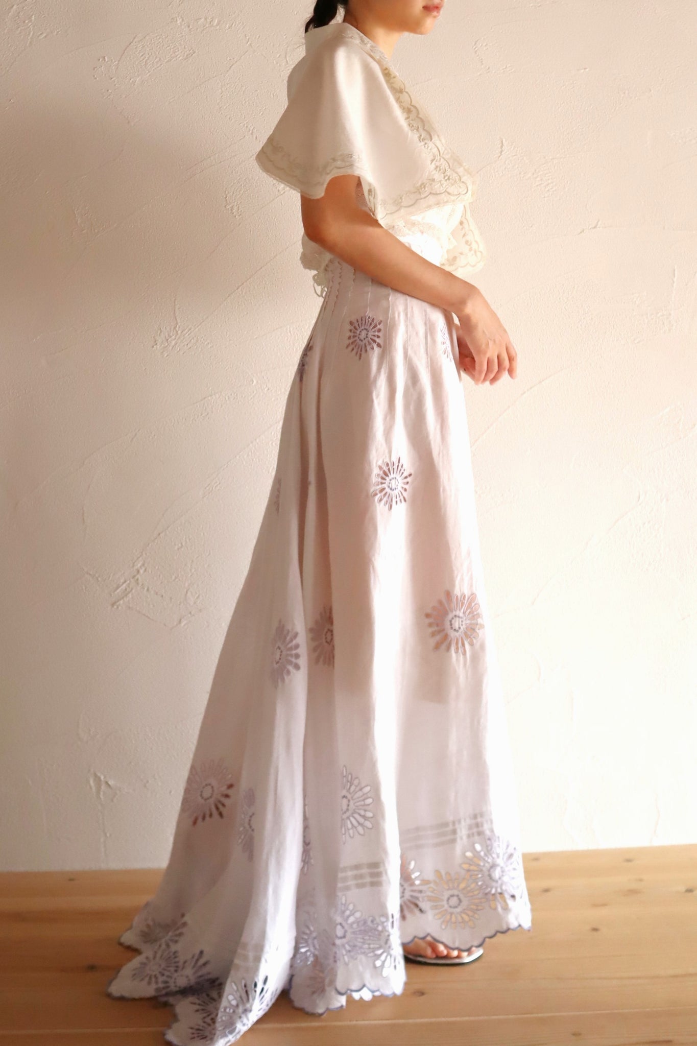 1900s–1910s British Edwardian Embroidered Bridal Cape