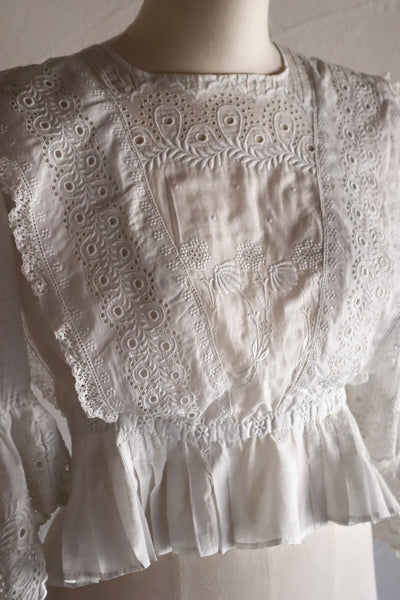 1900s–1910s French Whitework Cotton Blouse