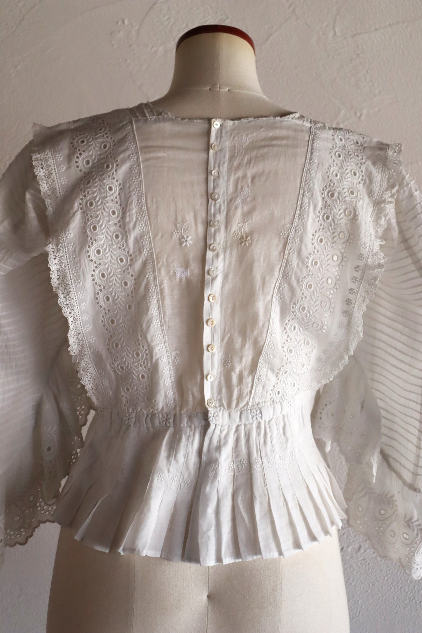 1900s–1910s French Whitework Cotton Blouse