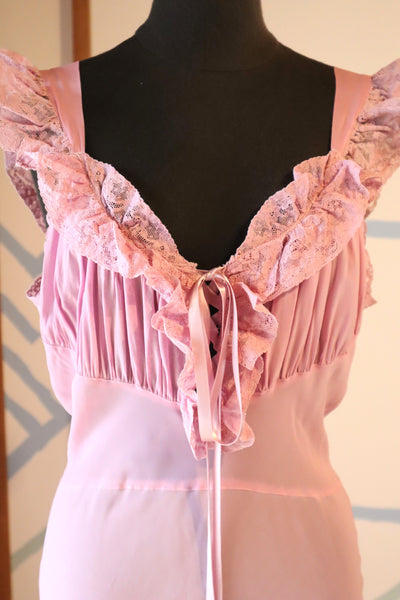 1940s Lavender Pink Lingerie Dress Size S
