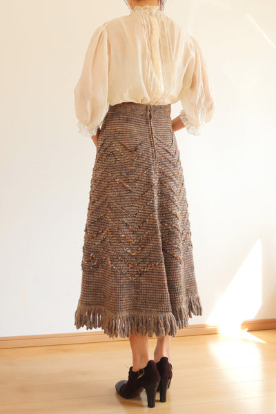 70s Knit Fringe Skirt