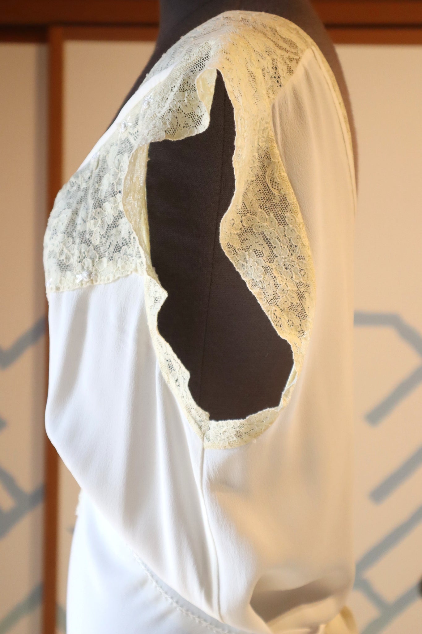 1930s Silk Crepe Lingerie Dress Size M~L