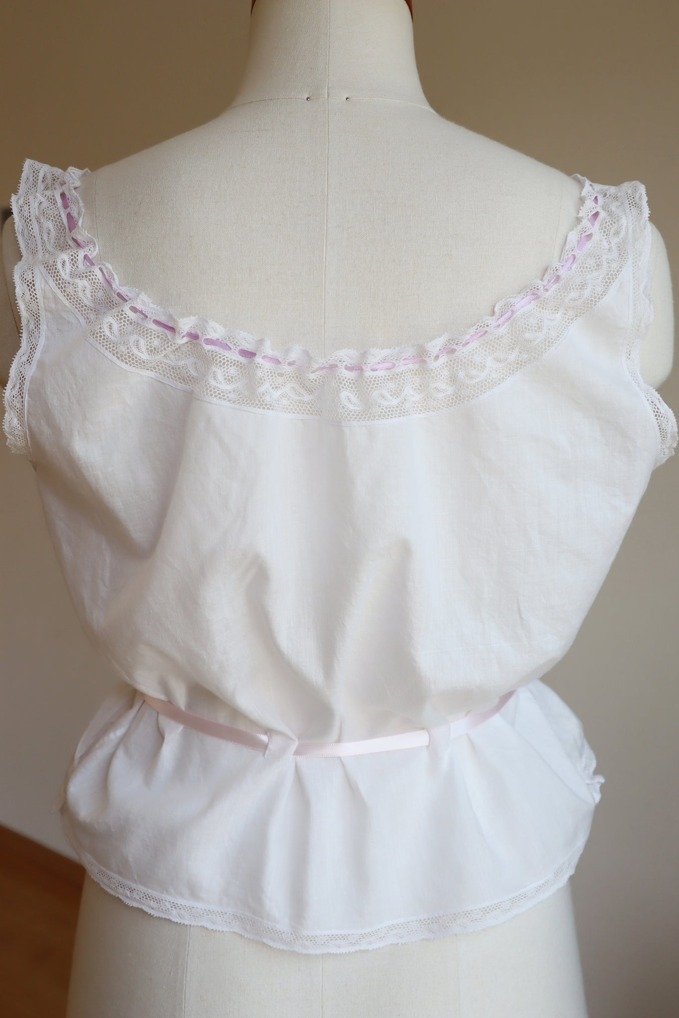 1920s Lace Insertions Cotton Corset Cover