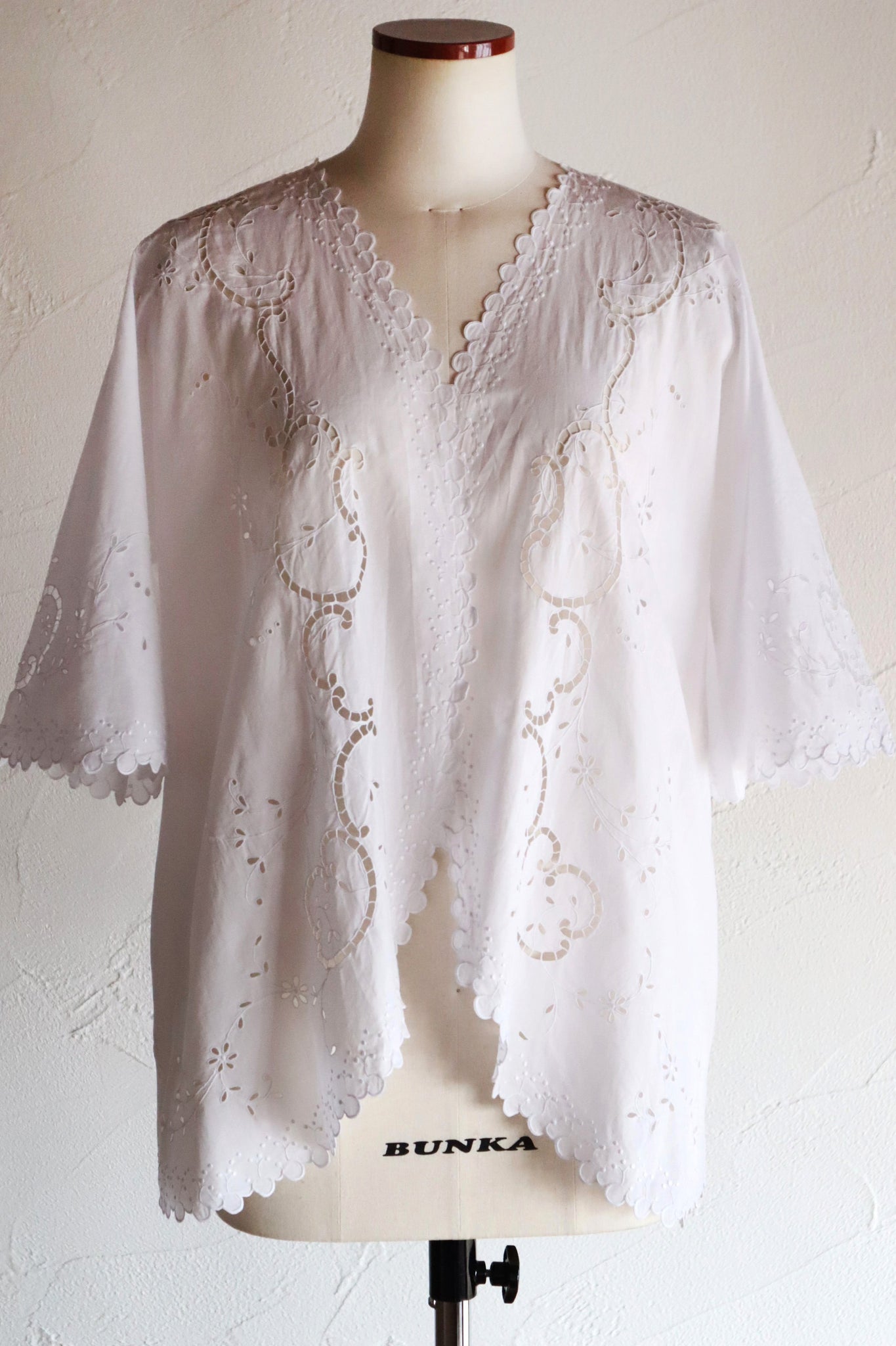 1920s French White Embroidery Bed Jacket