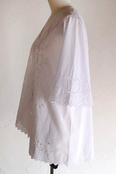 1920s French White Embroidery Bed Jacket
