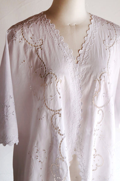 1920s French White Embroidery Bed Jacket