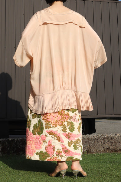 1900s Sailor Collar Pink Silk Bed Jacket
