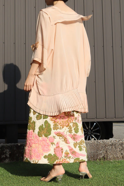 1900s Sailor Collar Pink Silk Bed Jacket