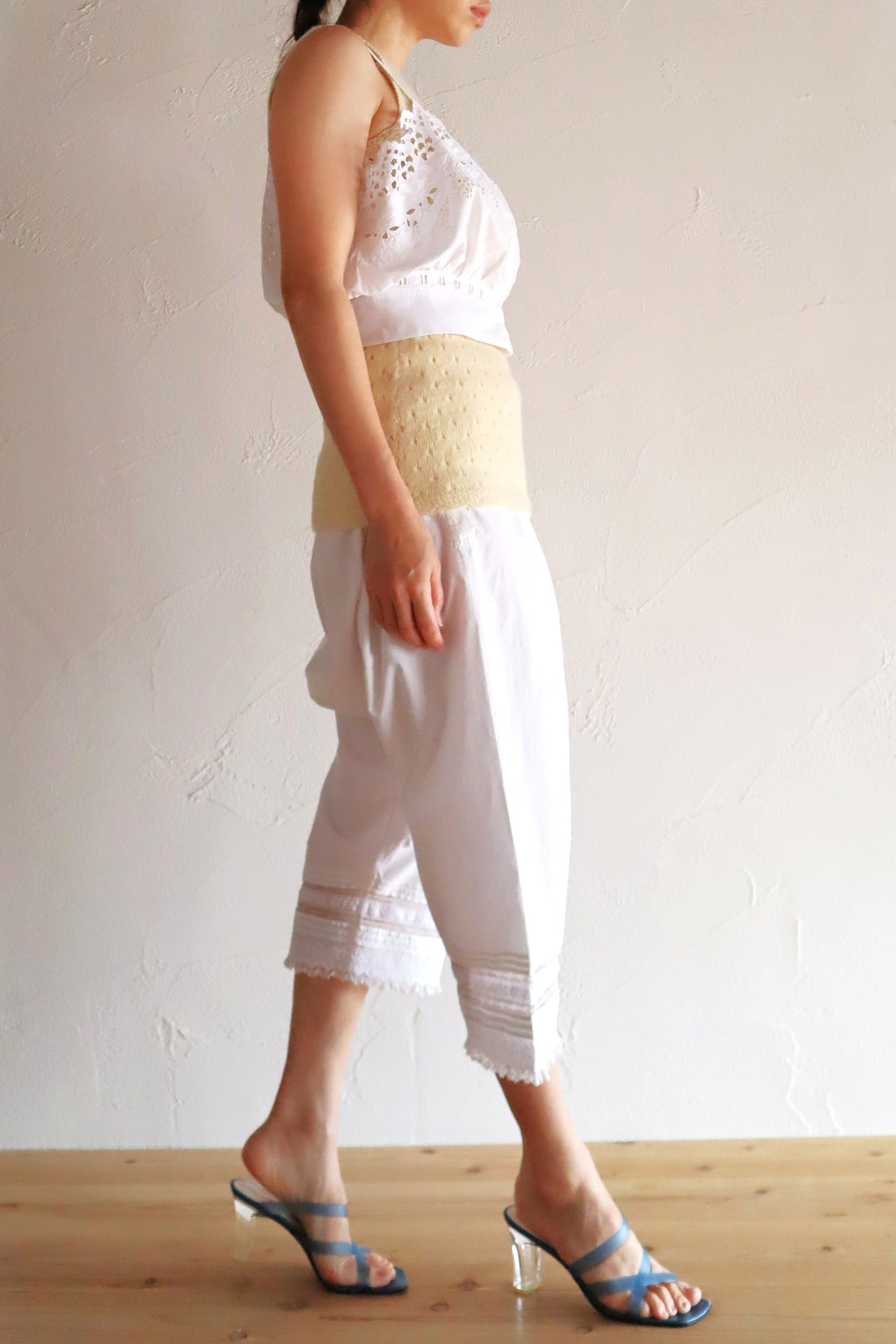 Handcrafted French Antique Petticoat Corset Cover Size L