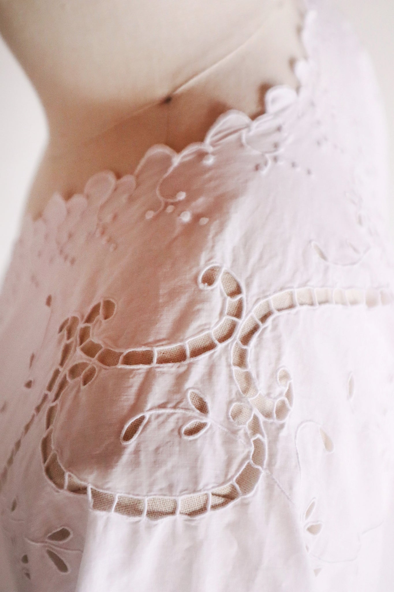 1920s French White Embroidery Bed Jacket