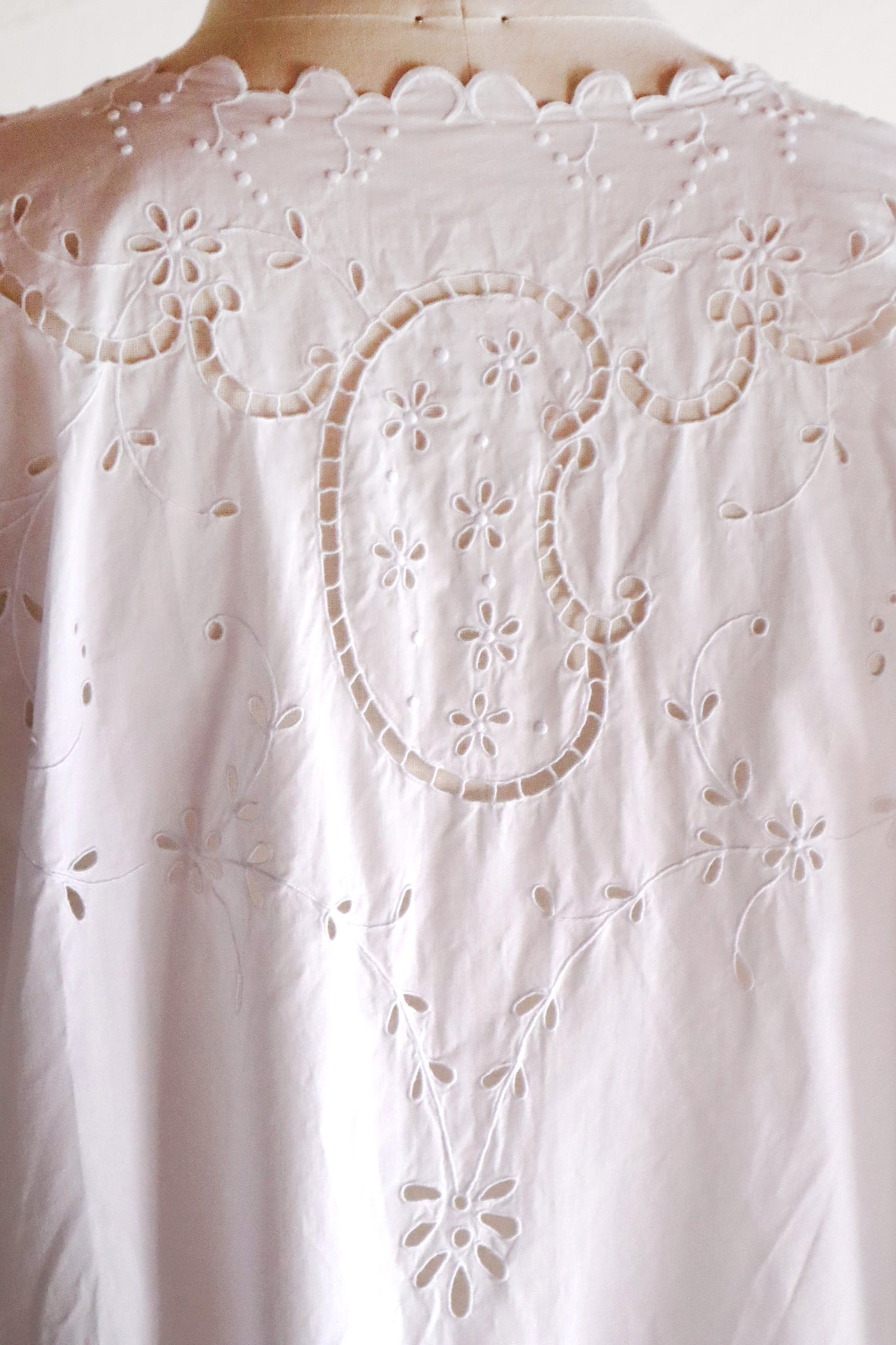 1920s French White Embroidery Bed Jacket