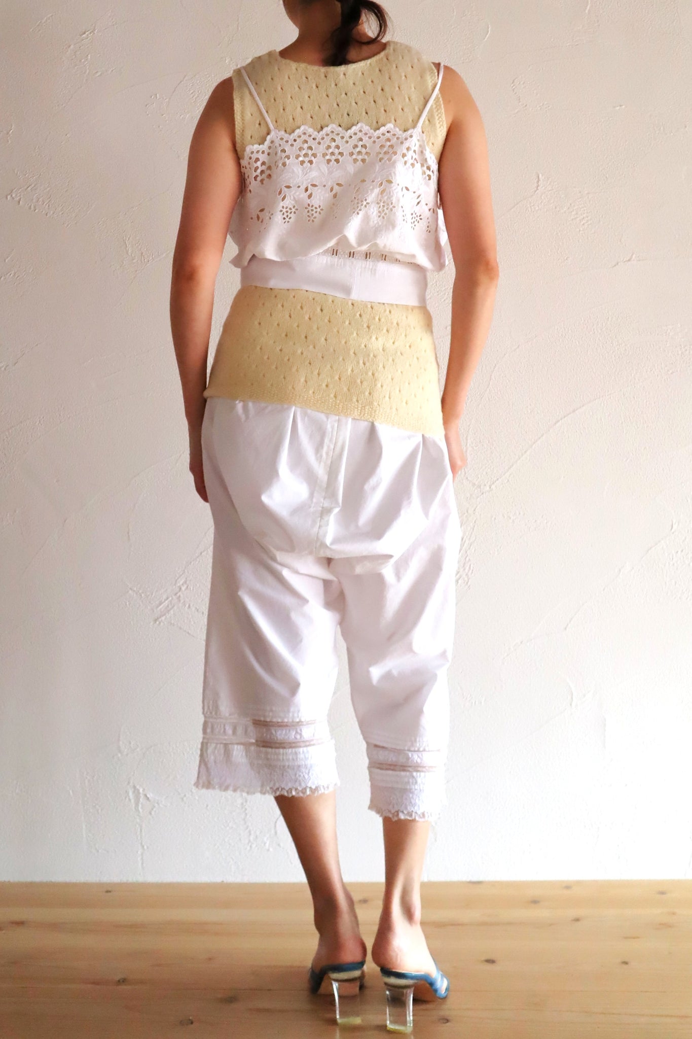 Handcrafted French Antique Petticoat Corset Cover Size L