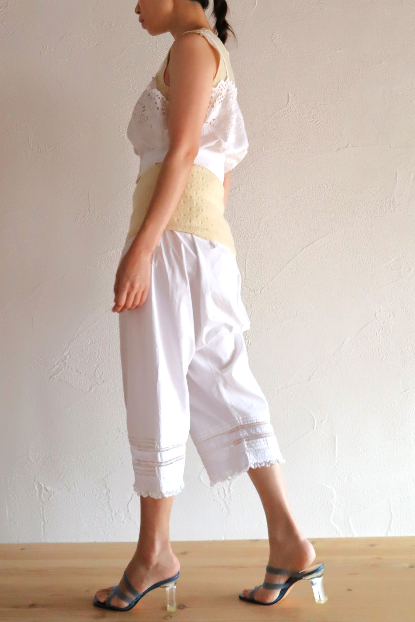 Handcrafted French Antique Petticoat Corset Cover Size L