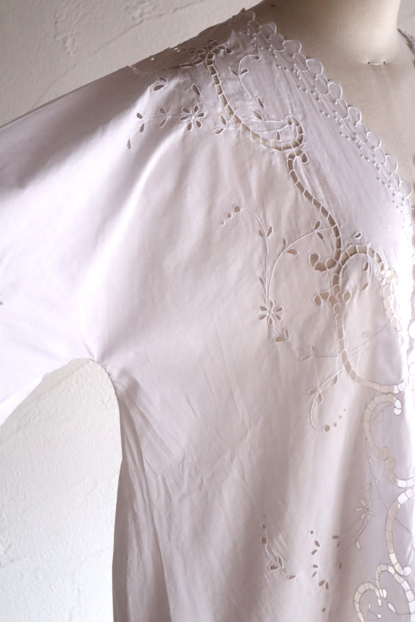1920s French White Embroidery Bed Jacket