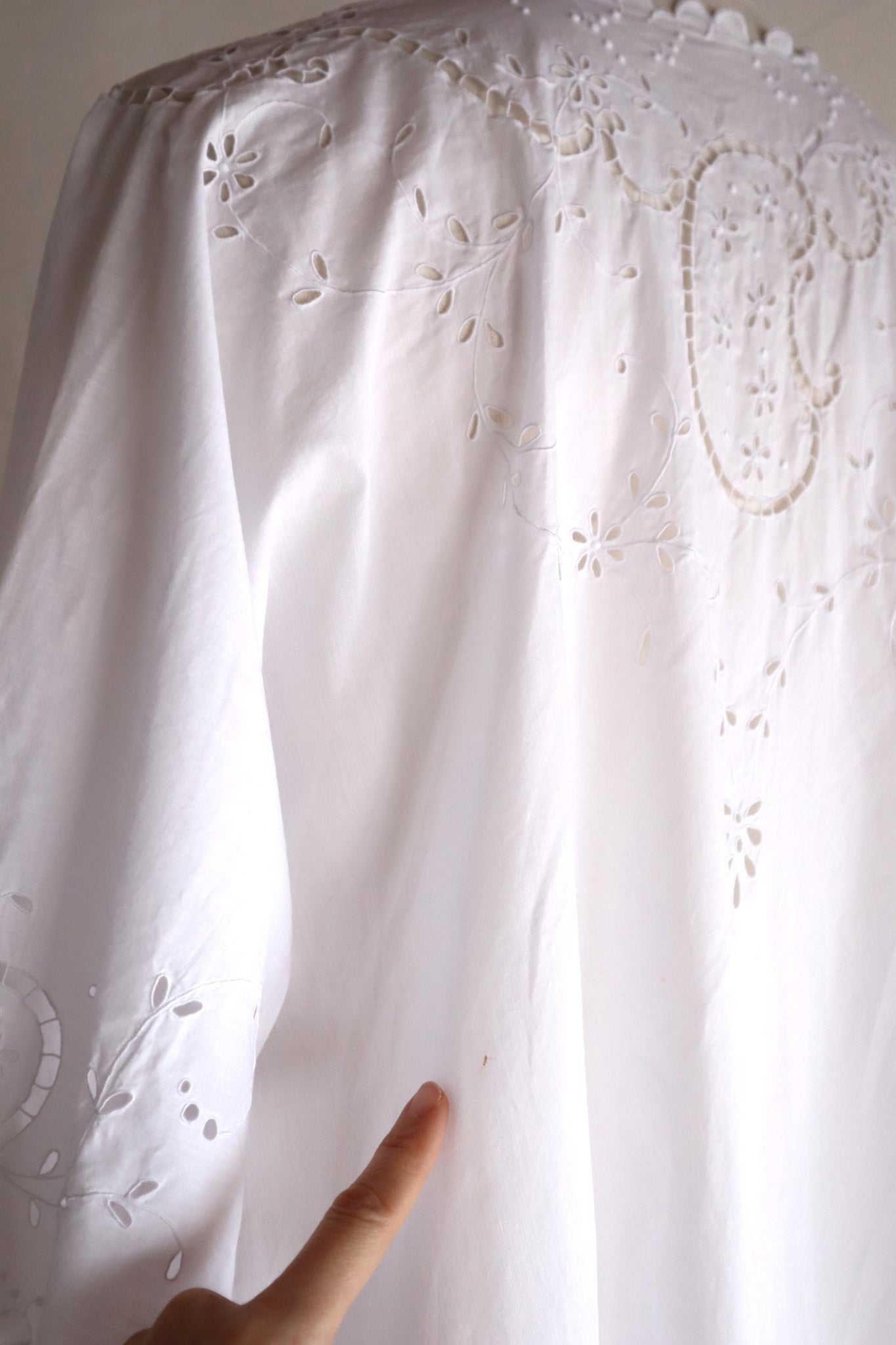 1920s French White Embroidery Bed Jacket