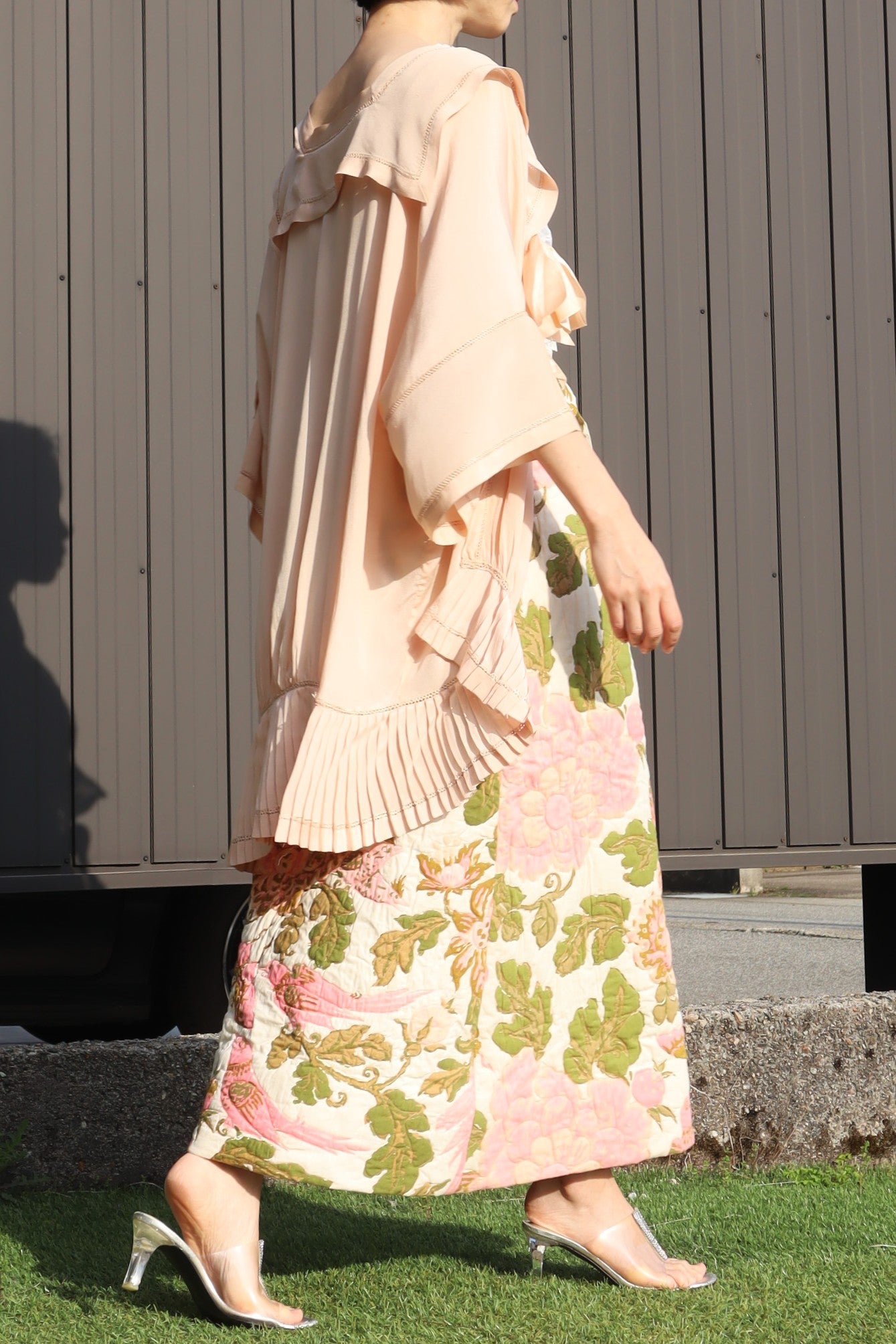 1900s Sailor Collar Pink Silk Bed Jacket