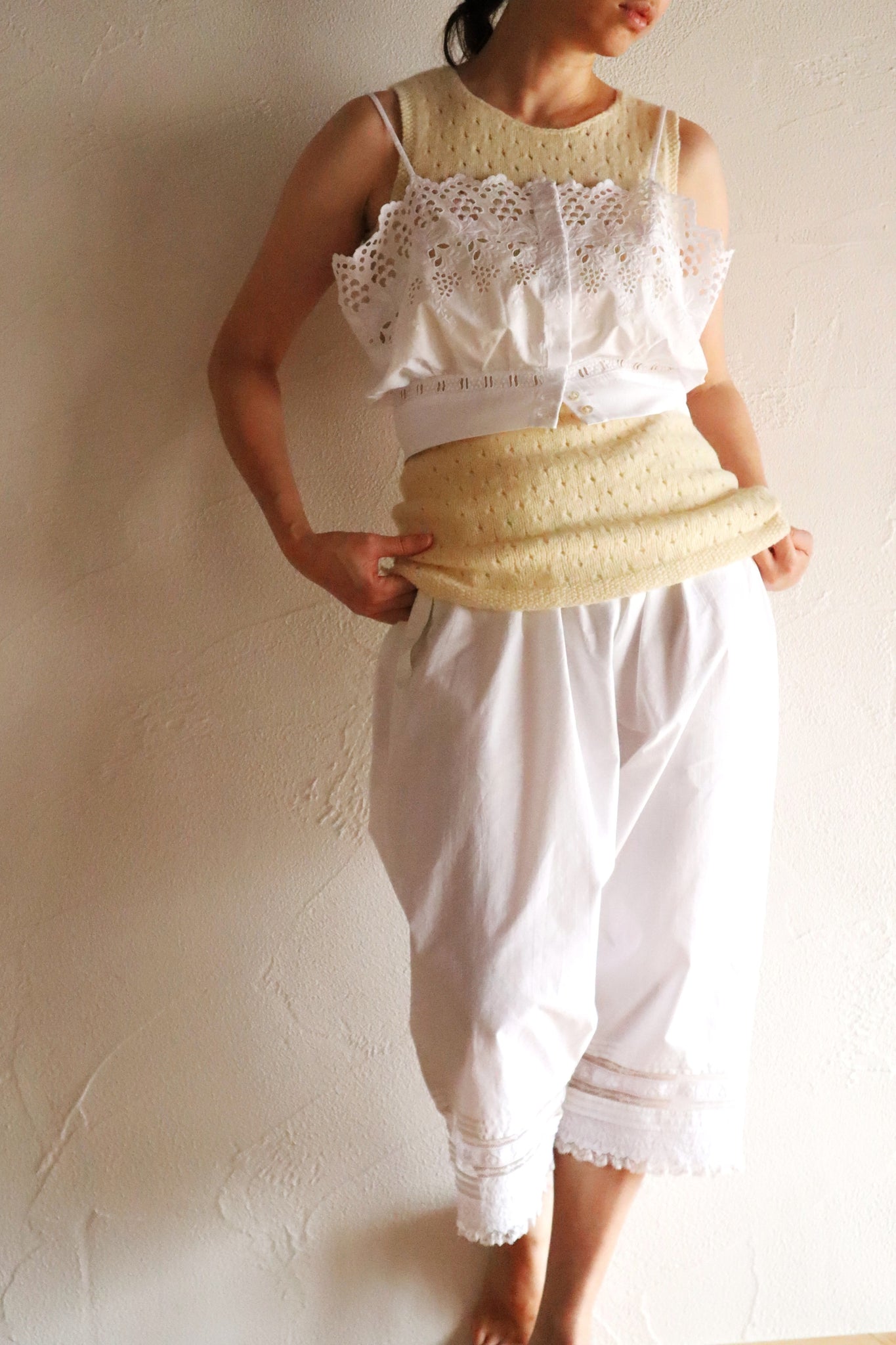 Handcrafted French Antique Petticoat Corset Cover Size L