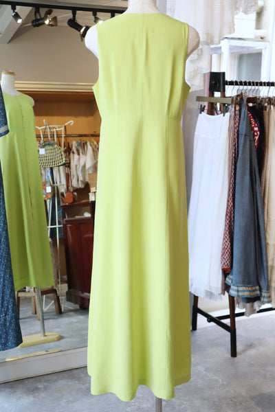 80s Lime Green Silk Dress