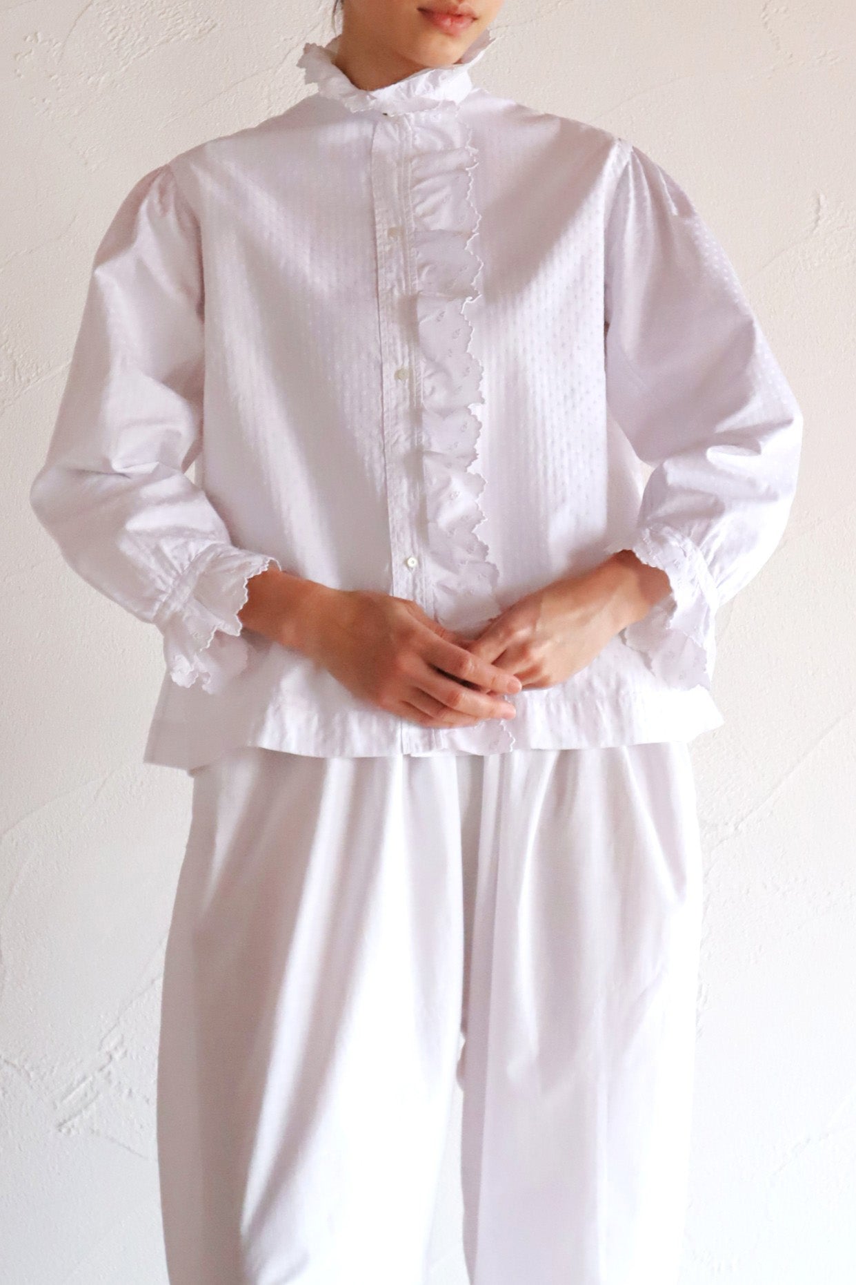 1910s–1920s French Hand-Embroidered Cotton Blouse
