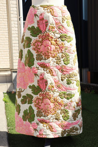 70s Pink Floral Quilted Skirt