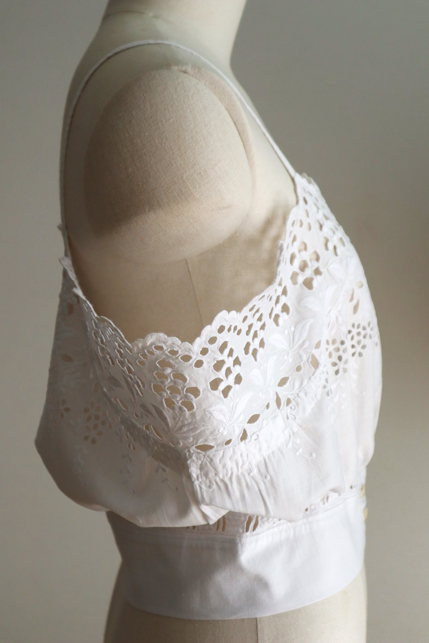 Handcrafted French Antique Petticoat Corset Cover Size L
