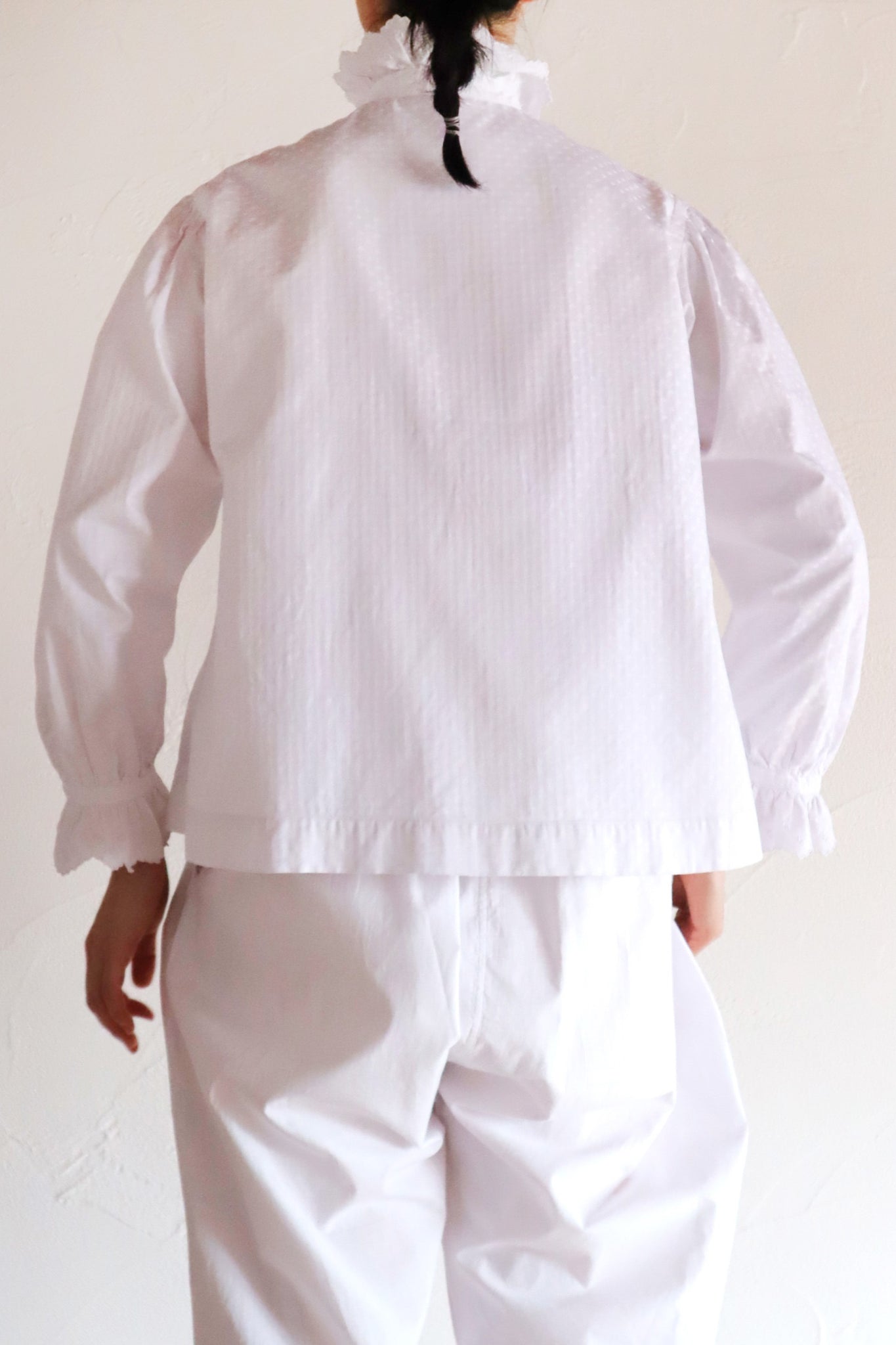 1910s–1920s French Hand-Embroidered Cotton Blouse