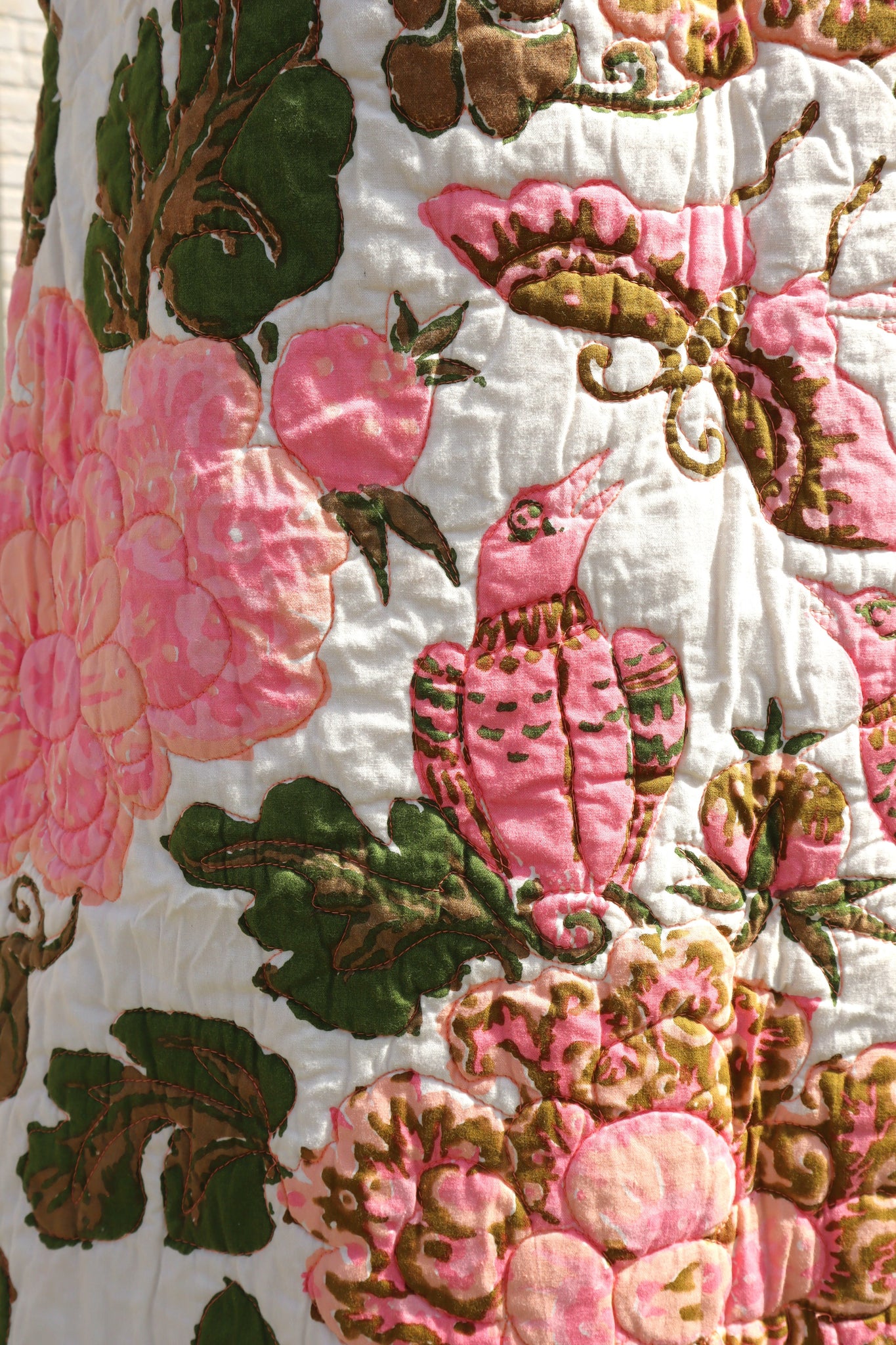 70s Pink Floral Quilted Skirt