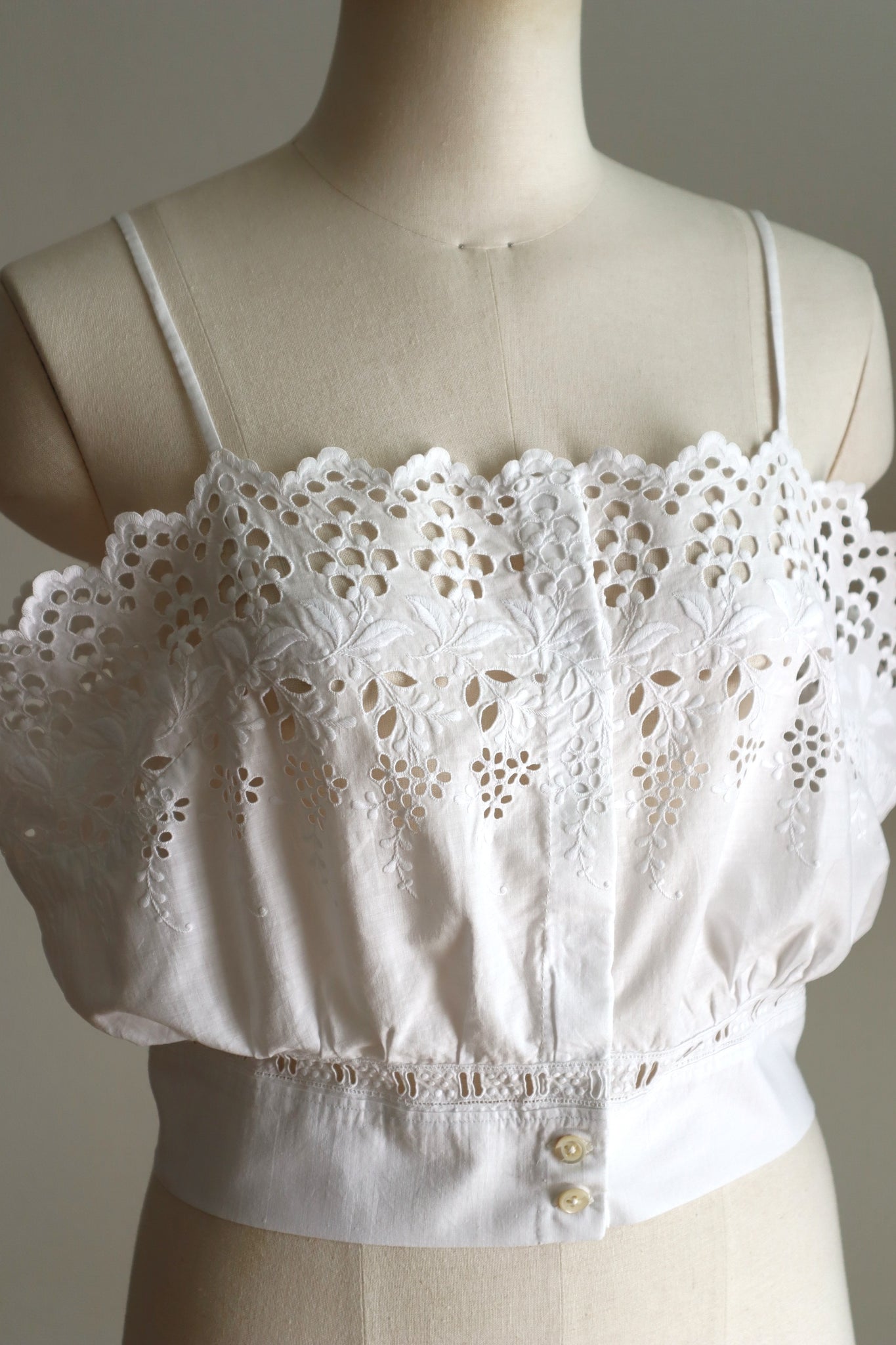 Handcrafted French Antique Petticoat Corset Cover Size L