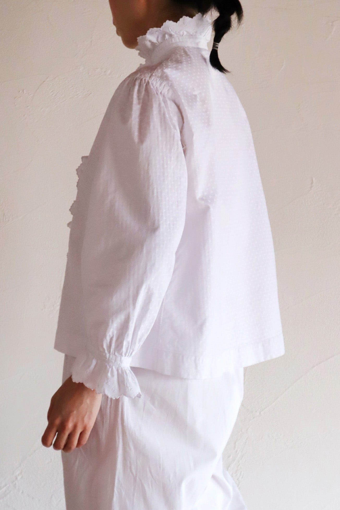 1910s–1920s French Hand-Embroidered Cotton Blouse
