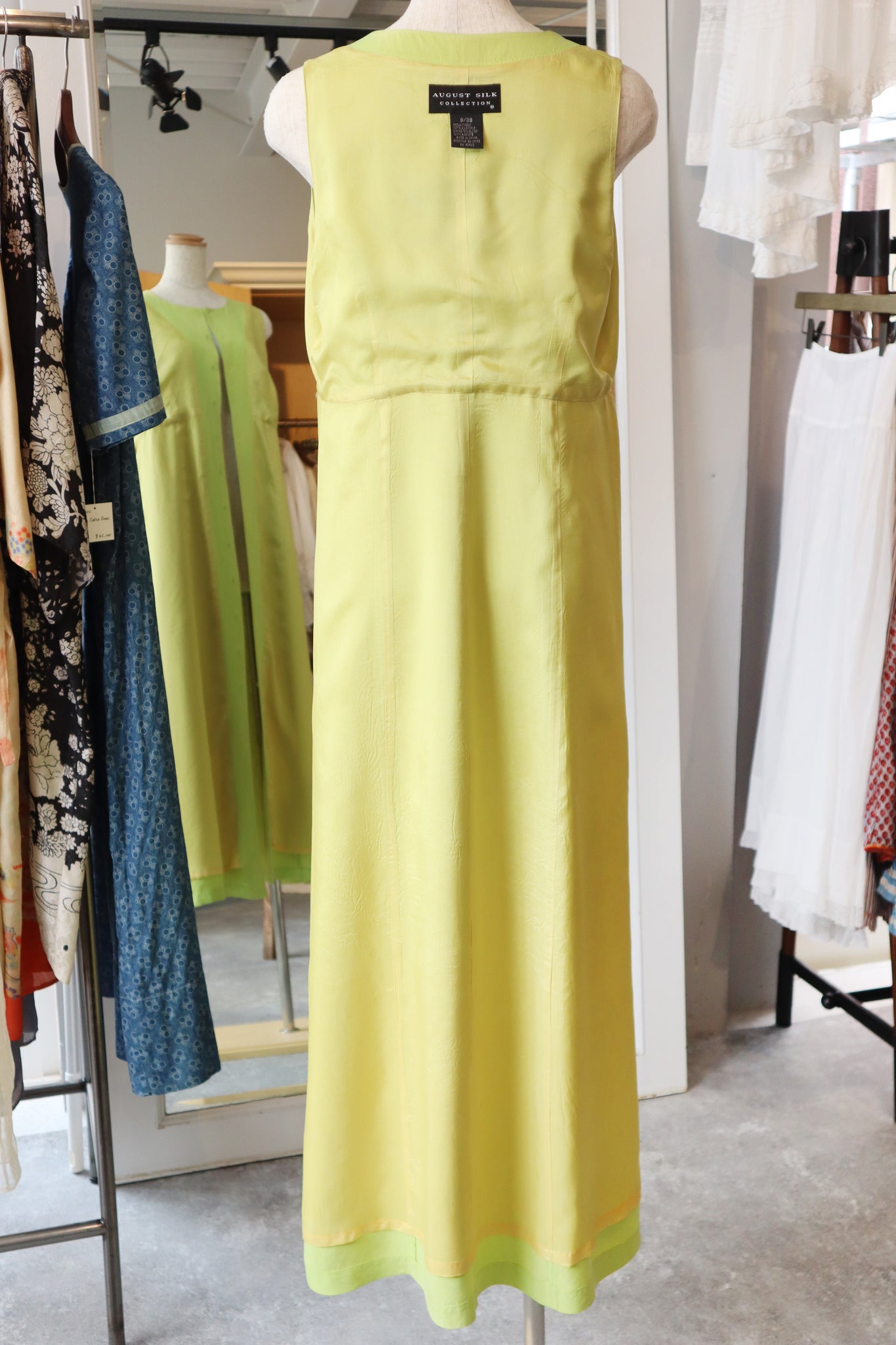 80s Lime Green Silk Dress