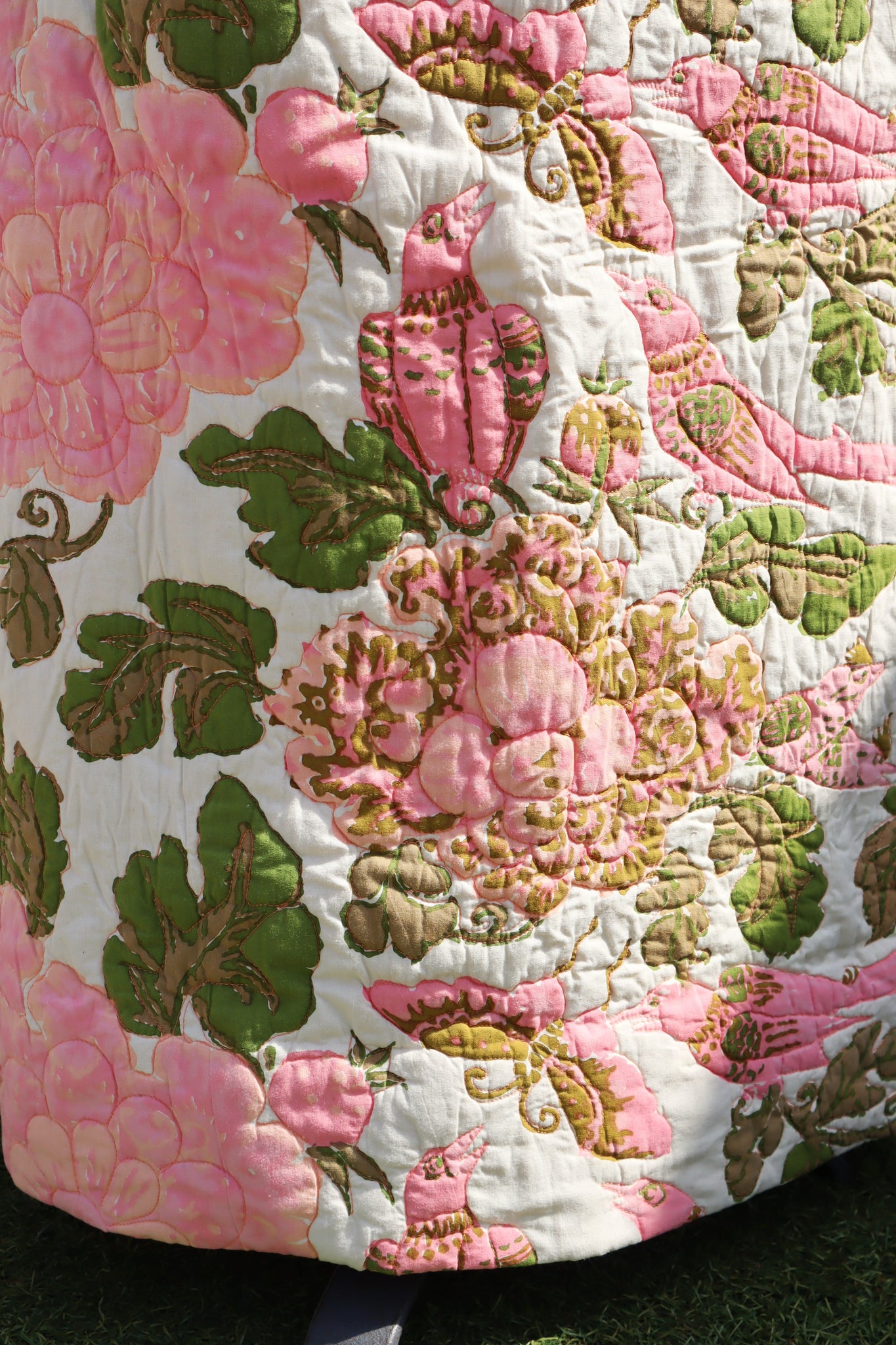 70s Pink Floral Quilted Skirt